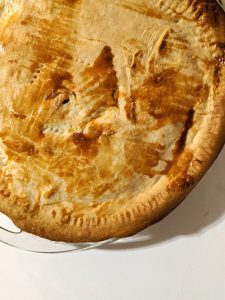 The Top of a baked chicken pot pie